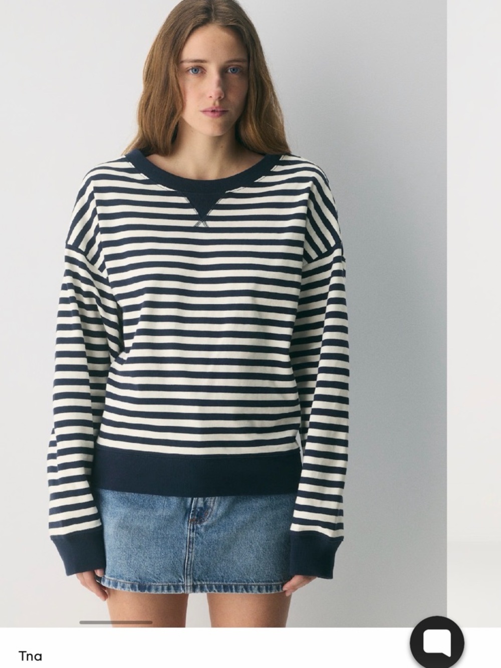 Aritzia Navy and White Striped Sweatshirt